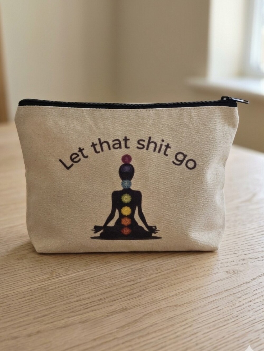 NWT Whimsical Cosmetic Bag With A Zen Let That Sh!t Go Design  (0060)